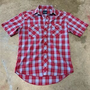 Wrangler Pearl Snap Button Up Shirt Men's Short Sleeve Western Cowboy Medium